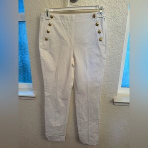 Banana Republic White Pants with Distinctive Nautical Gold Button Accents.Size 4